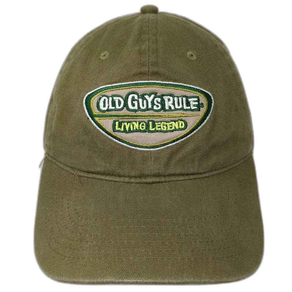 Old Guys Rule Baseball Cap Green One Size Living Legend Slogan Strapback Hat